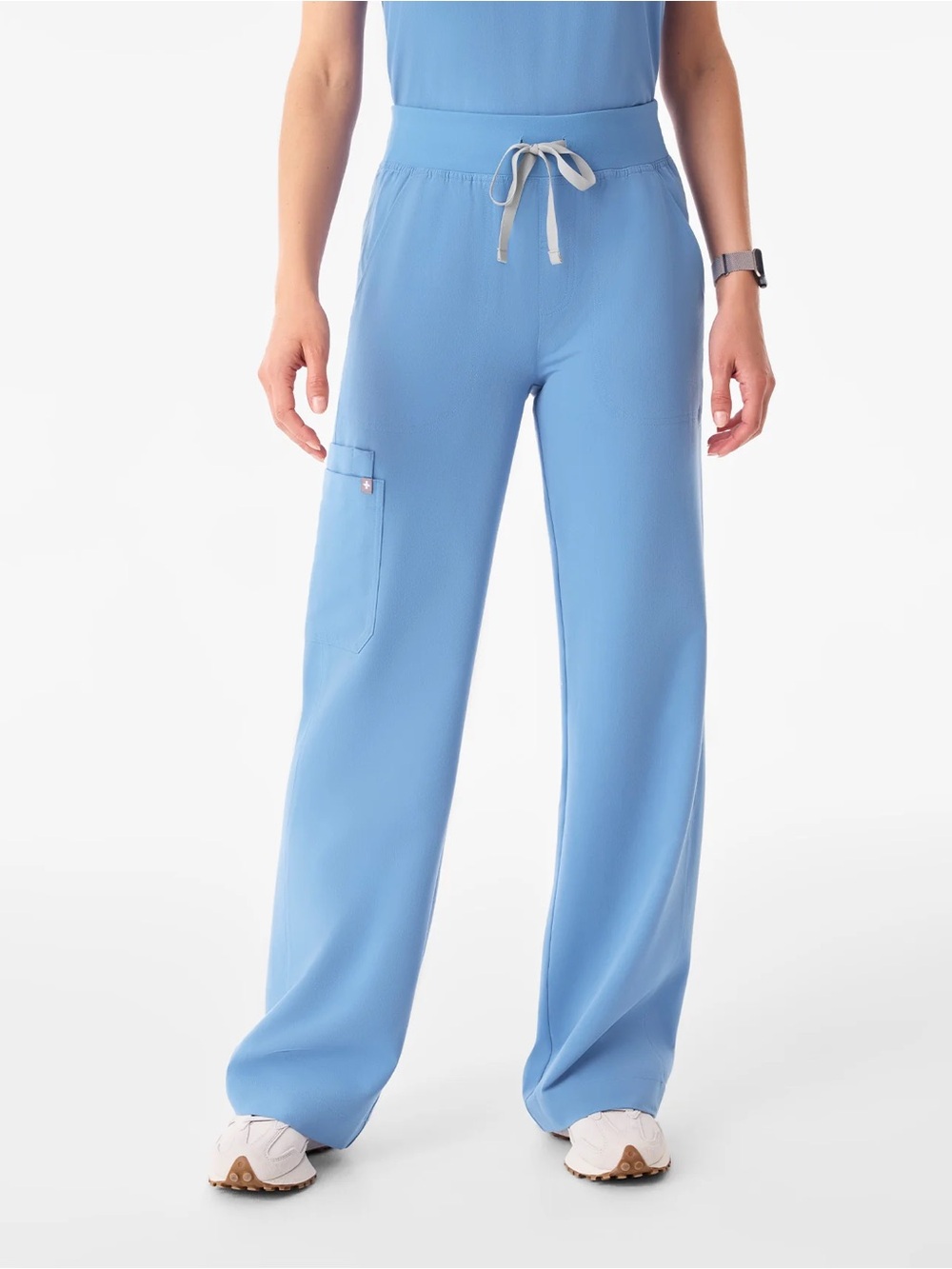 NWOT Figs Ceil Blue Wide-Leg Drawstring Scrub Pants - The Technical Collection